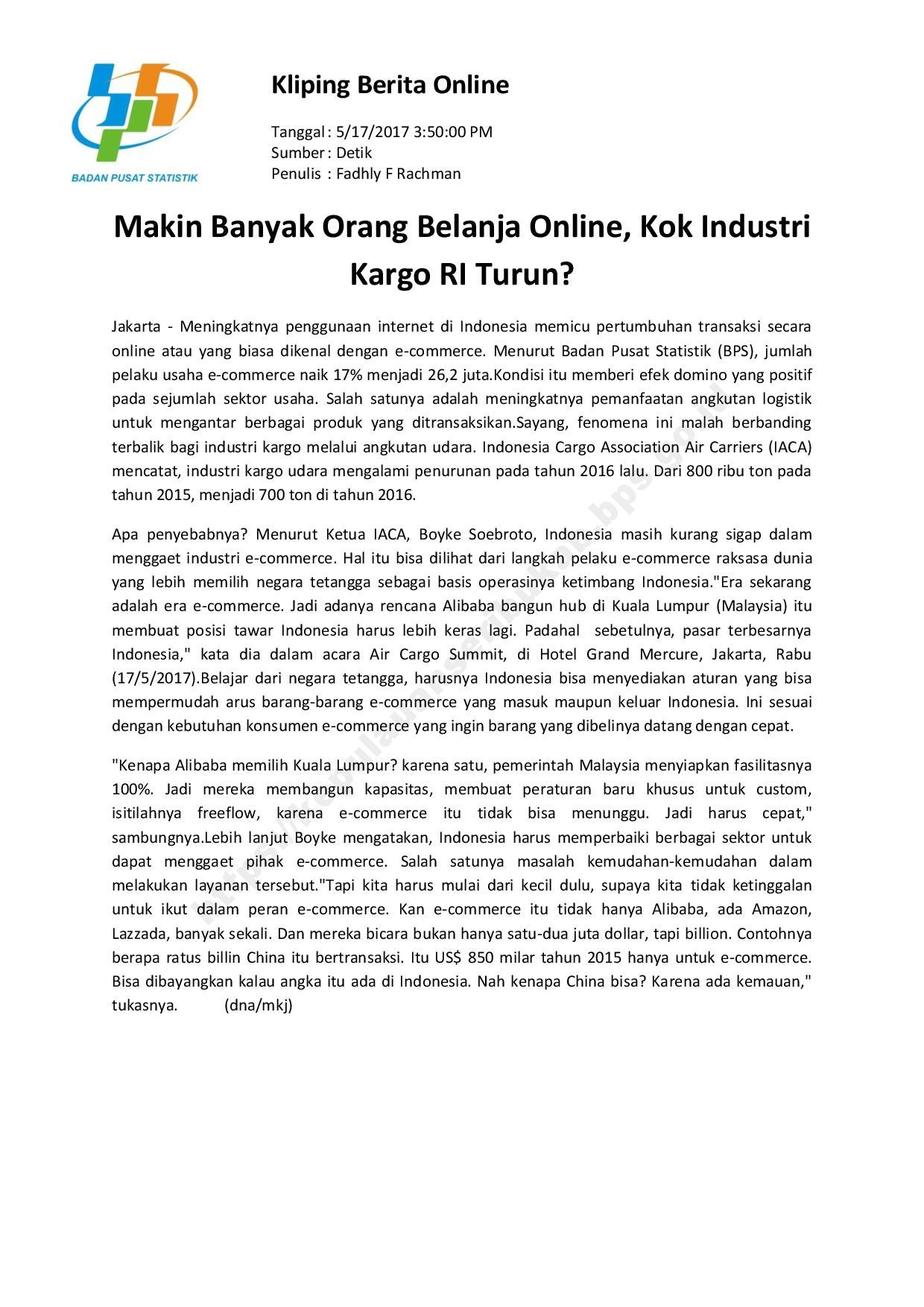 Kliping Berita Online Edisi 16-17 Mei 2017