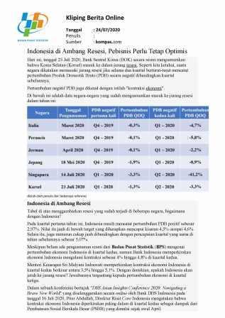 Kliping Berita Online Edisi 24 Juli 2020