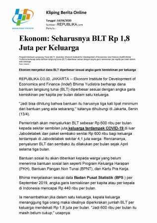 Kliping Berita Online Edisi 14 April 2020